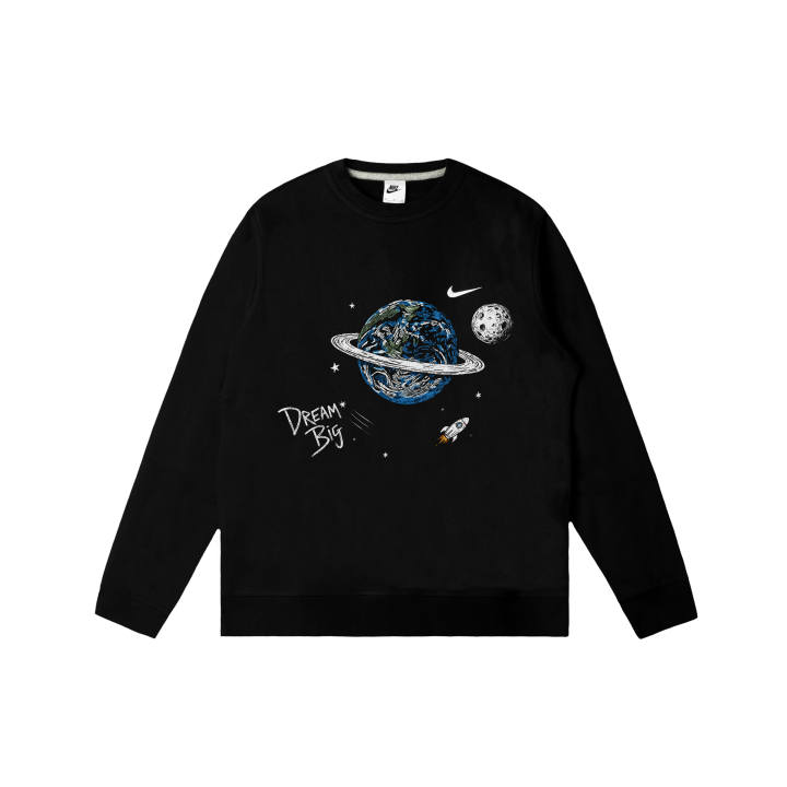 Nike Nike Club Sweatshirts Men's Black Crew Neck Moderate Regular