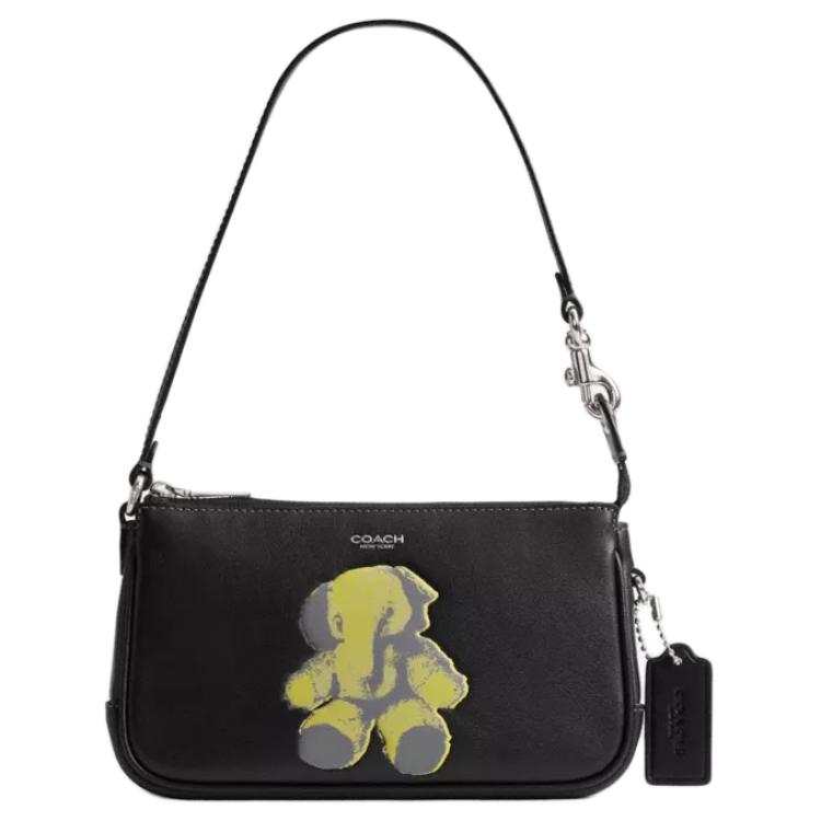 COACH PlazaEllie Cow Leather Shoulder Bag Small Women's Black