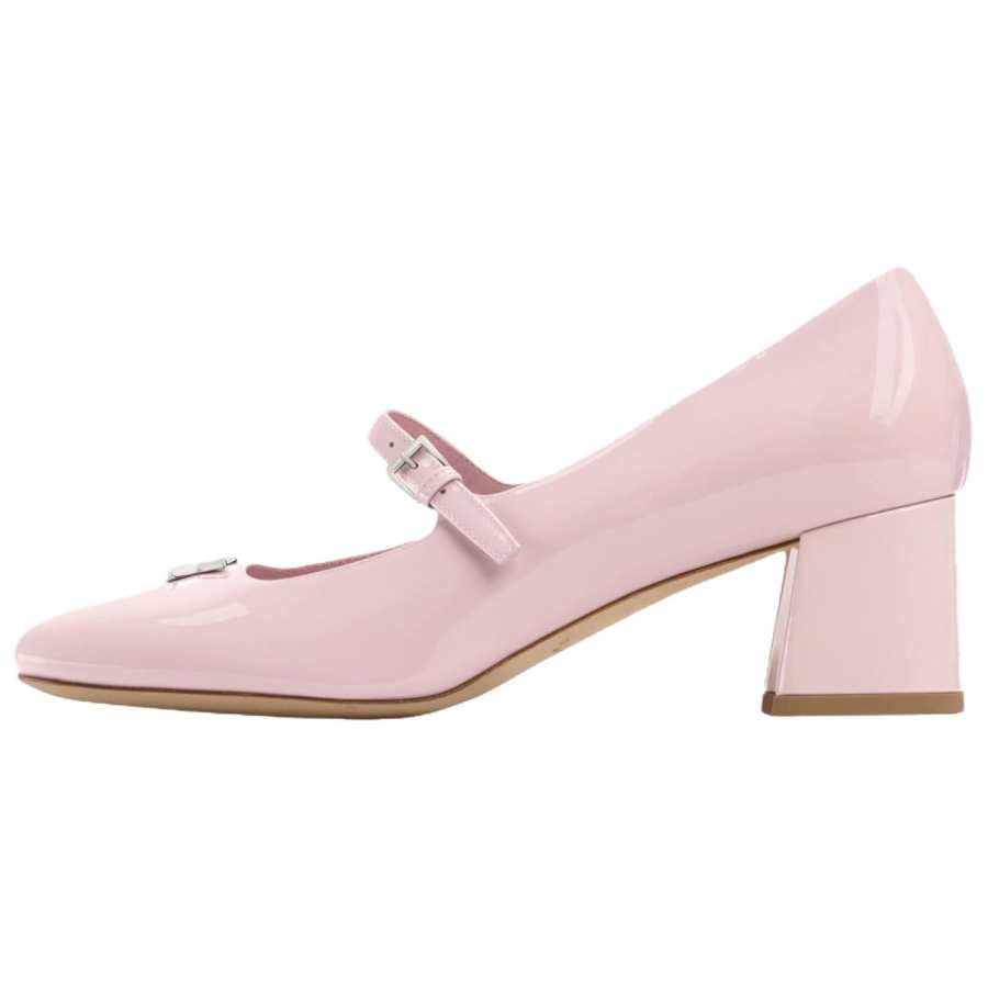 LOUIS VUITTON Swing Patent Leather Chunky Heel Mary Jane Shoes 5.5cm Women's Pink