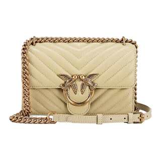PINKO Sheepskin Split Leather Crossbody Bag, Shoulder Bag Mini Women's Yellow