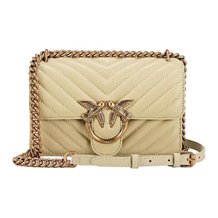 PINKO PINKO Sheepskin Split Leather Crossbody Bag, Shoulder Bag Mini Women's Yellow