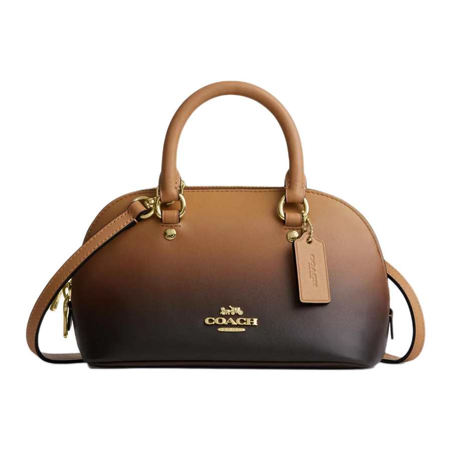 COACH SATCHEL Coated Canvas With Smooth Leather One Shoulder Handbag Mini Women's Gradient Brown