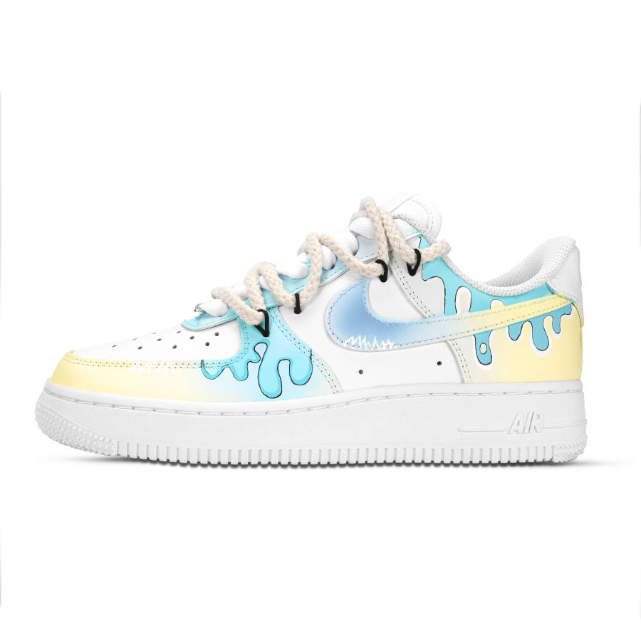 Nike Nike Air Force 1 Light Blue Mint Rubber Low top Skateboard Shoes Women's Blue Yellow White