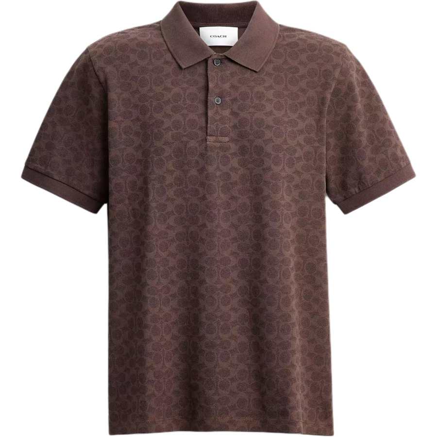 COACH Polo Shirts Men's Brown Polo Collar Moderate