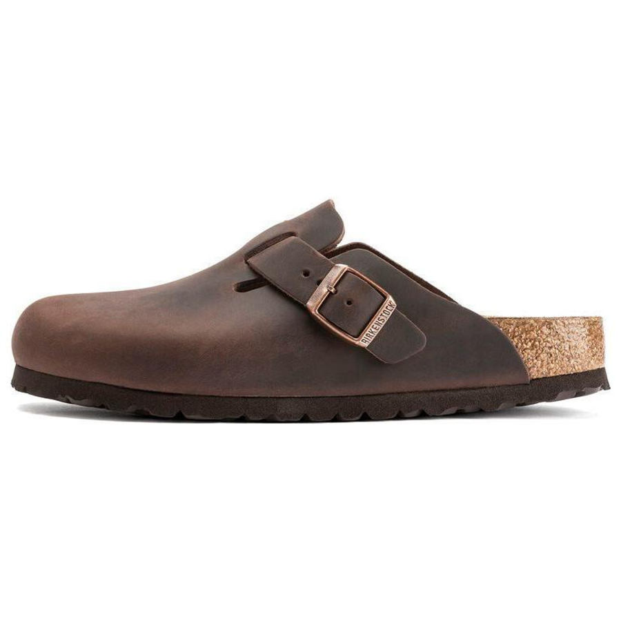 Birkenstock Boston Closed Toe Slippers Unisex Red Brown Narrow