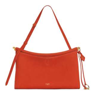 Alaia Cow Leather Shoulder Bag, Crossbody Bag Large Women's Orange