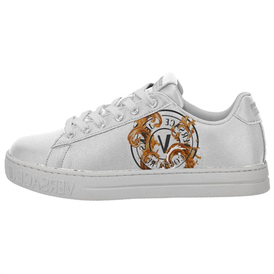 VERSACE JEANS COUTURE Cow Leather Low top Skateboard Shoes Women's White