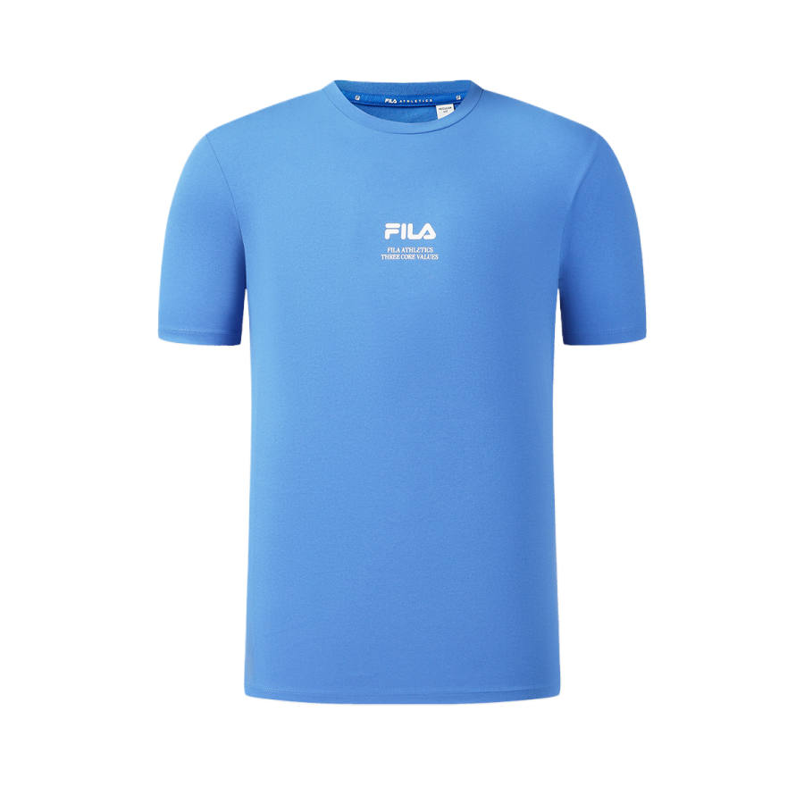 FILA T Shirts Men's Clear Snow Blue Crew Neck Moderate