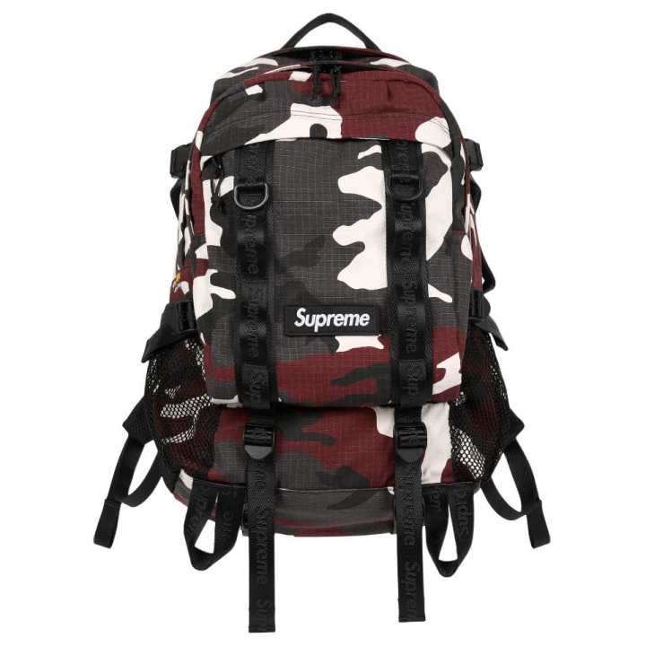 Supreme Supreme Cordura® Cotton Blend Tear Resistant Fabric Backpack Unisex Red Camouflage