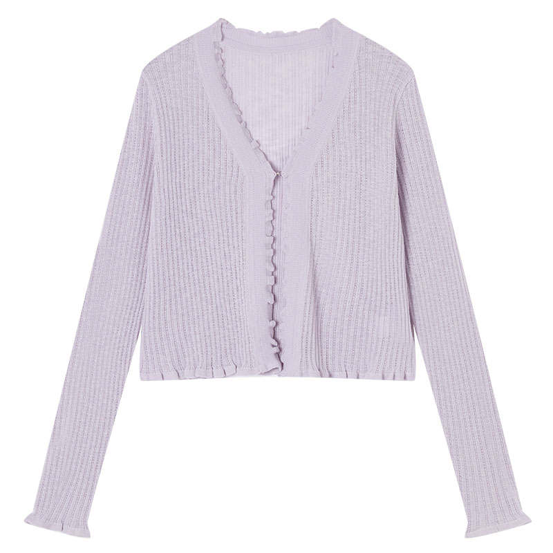 XIANGYING Knitwear Women's V Neck Moderate Cardigan