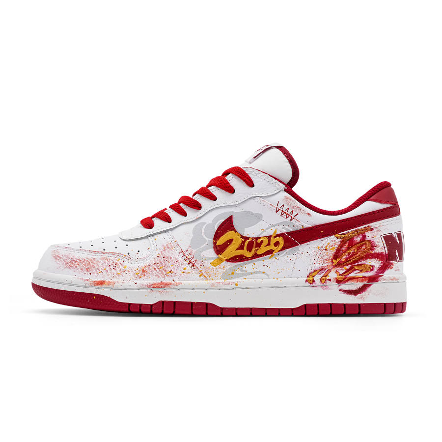 Nike Nike Big Fiery Horse Gold Swallowing CNY Year Low top Skateboard Shoes Unisex China Red
