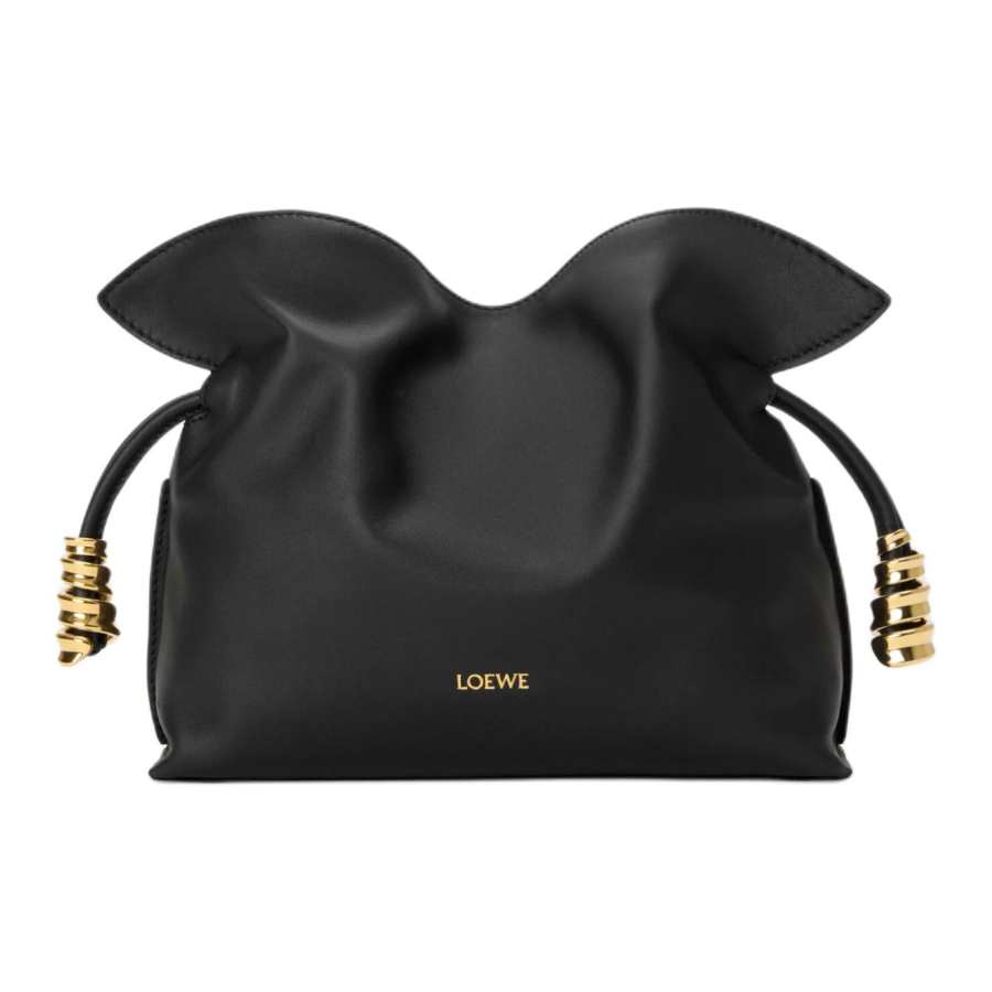 LOEWE Flamenco Cow Leather One Shoulder Crossbody Clutch Mini Women's Black
