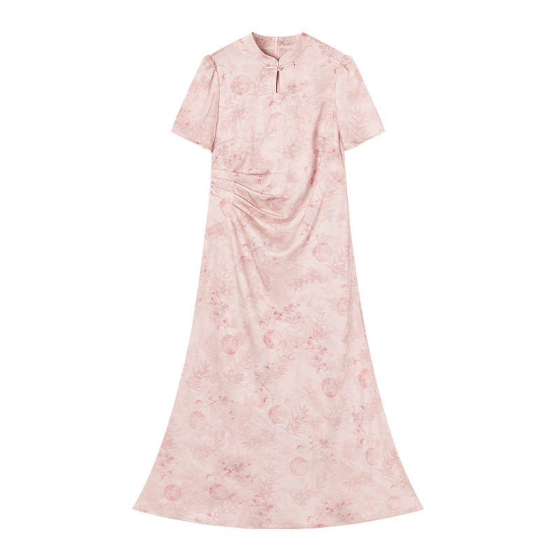 XIANGYING Cheongsams Women's Silver Peony Long Qipao