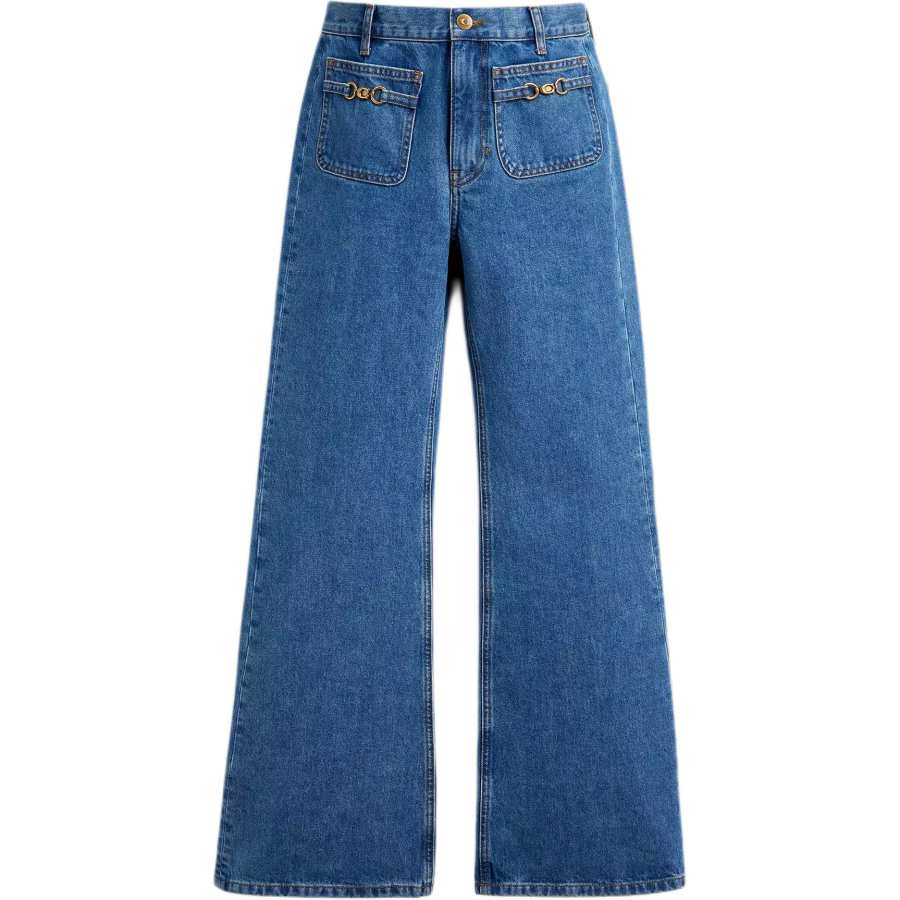 COACH Jeans Women's Blue Moderate Flared Pants