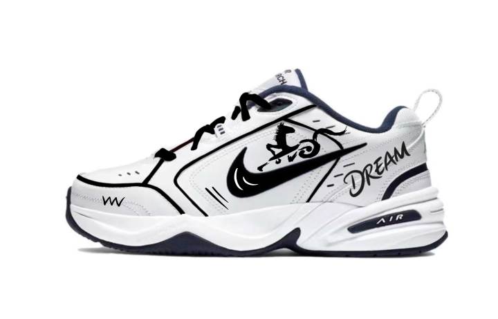 Nike Nike Air Monarch 4 Dream As A Horse, Individual Niche Synthetic Leather Artistic Low top Chunky Sneakers Unisex