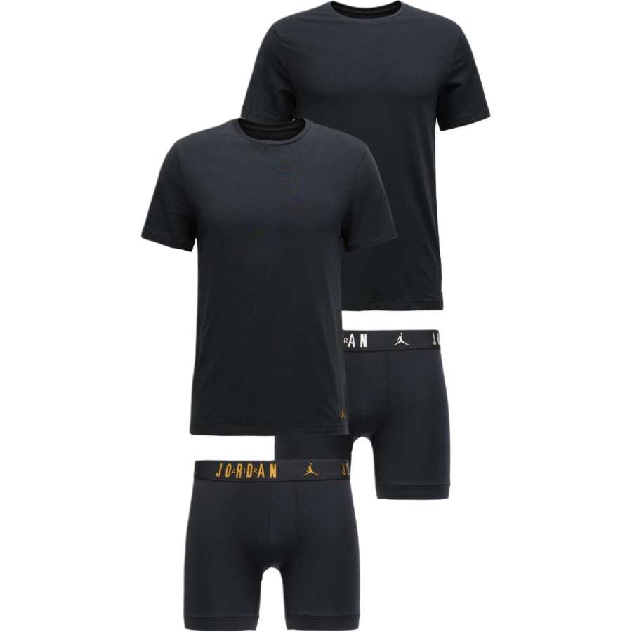 Jordan Jordan Casual Sportswear Men's Black Top+Black Top+Black White Pants+Black Gold Pants Moderate