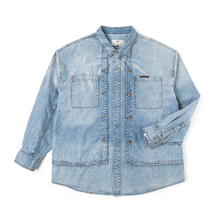 Lee X Feng Chen Wang FENG CHEN WANG Shirts Men's Light Blue Lapel Moderate Denim