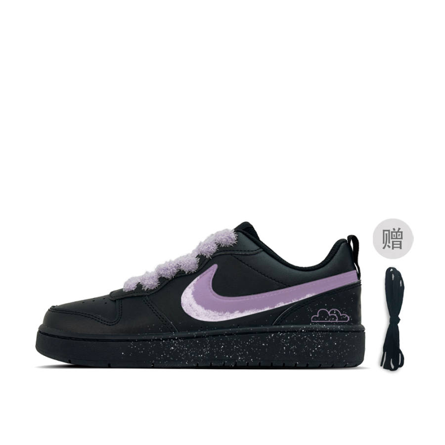 Nike Nike Court Borough Velvet Mist Taro Leather Low top Kids' Skateboarding Shoes Black Teenagers
