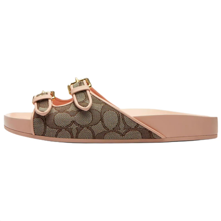 COACH Slide Slippers Women's Oak & Candy Pink