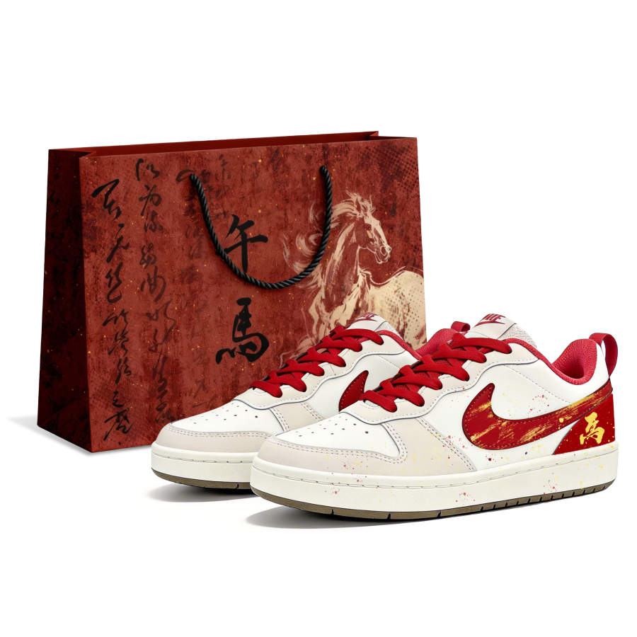 Nike Nike Court Borough Red Shadow Shopping Bag Cushioning Lightweight Low top Skateboard Shoes Women's