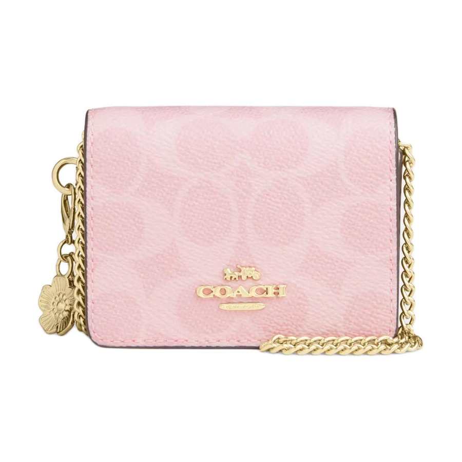 COACH COACH Coated Canvas With Leather Wallet Mini Women's Pink