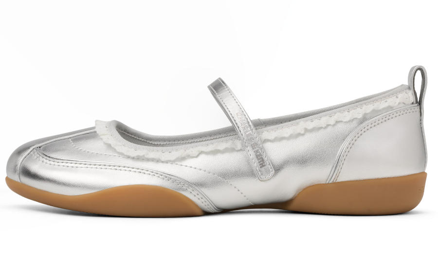 CHARLES&KEITH Small Ck Textile, Synthetic Leather Flat Mary Jane Shoes 2.3CM Women's