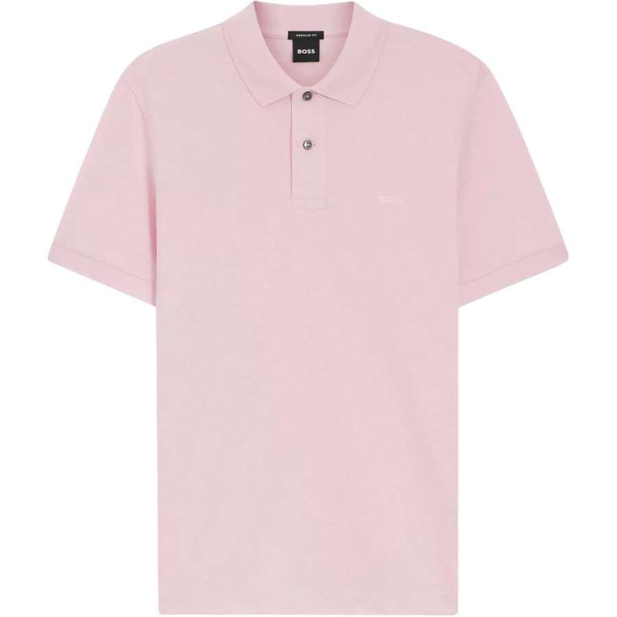 HUGO BOSS Polo Shirts Men's Pink Polo Collar Moderate Straight Fit