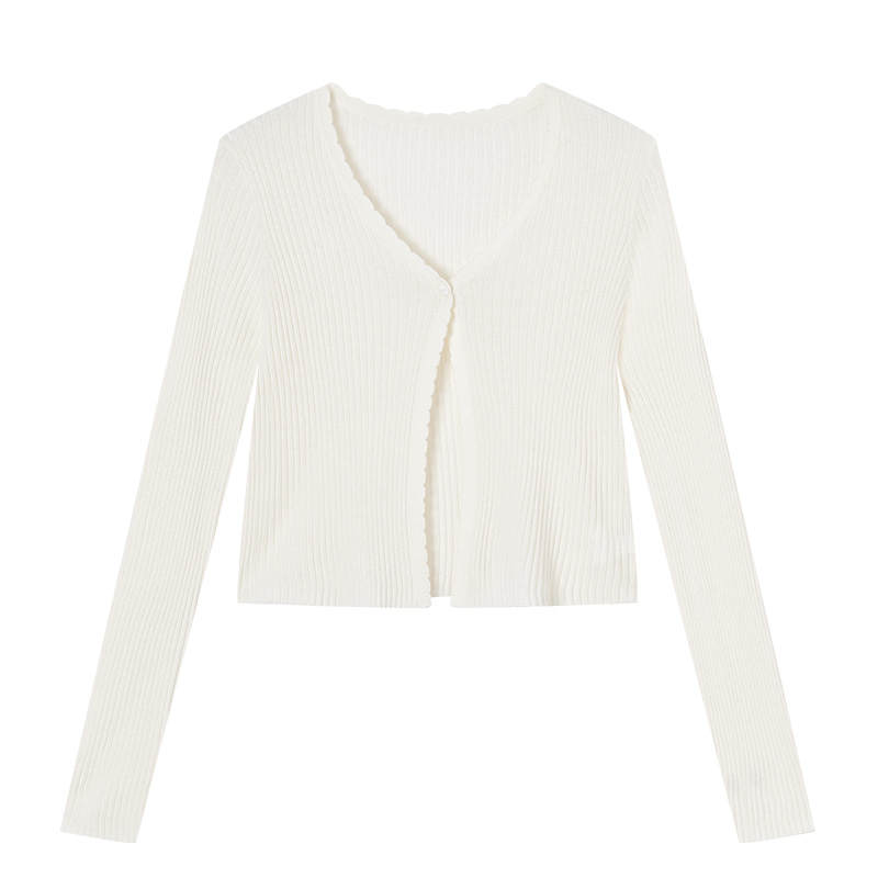 XIANGYING Knitwear Women's V Neck Thin Cardigan