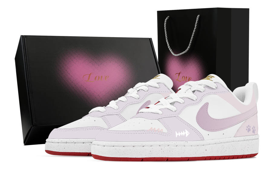 Nike Nike Court Borough Milk Cat, Heart Box Abrasion Resistant Slip Resistant Low top Skateboard Shoes Unisex Pink Purple