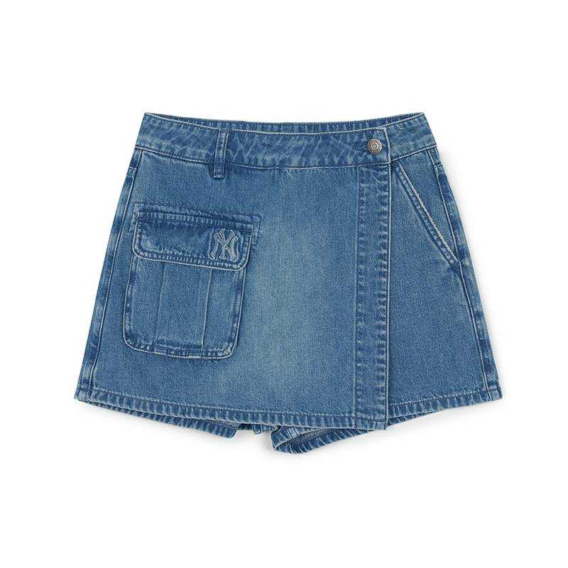 MLB Denim Short Skirts Women's Indigo Moderate Cargo Skirt