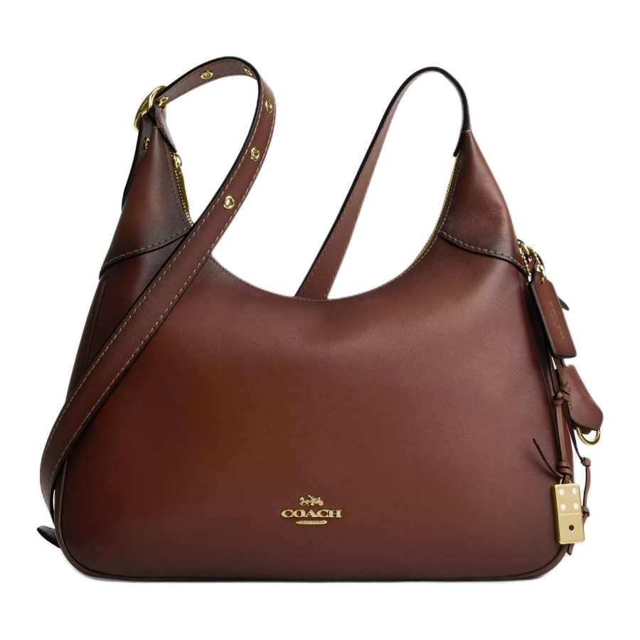 COACH Ella Cow Leather Shoulder Bag, Crossbody Bag Large Women's Sequoia