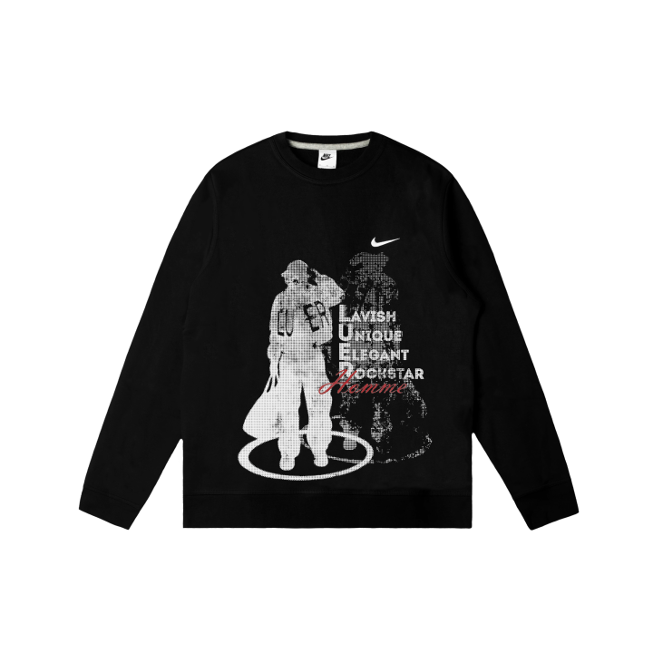 Nike Nike Club Sweatshirts Men's Black Crew Neck Moderate Regular