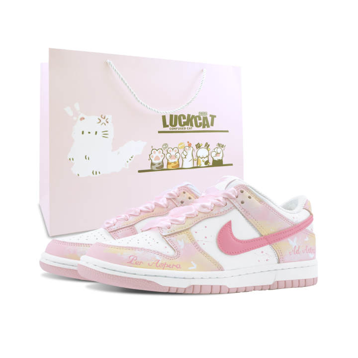 Nike Nike Dunk Residual Sunset, Special Shopping Bag Included Low top Skateboard Shoes Unisex Pink White Yellow