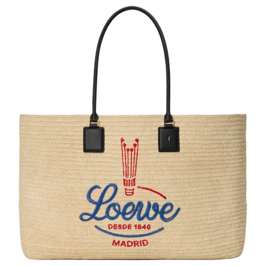 LOEWE LOEWE Raffia Tote Handbag Extra Large Women's White