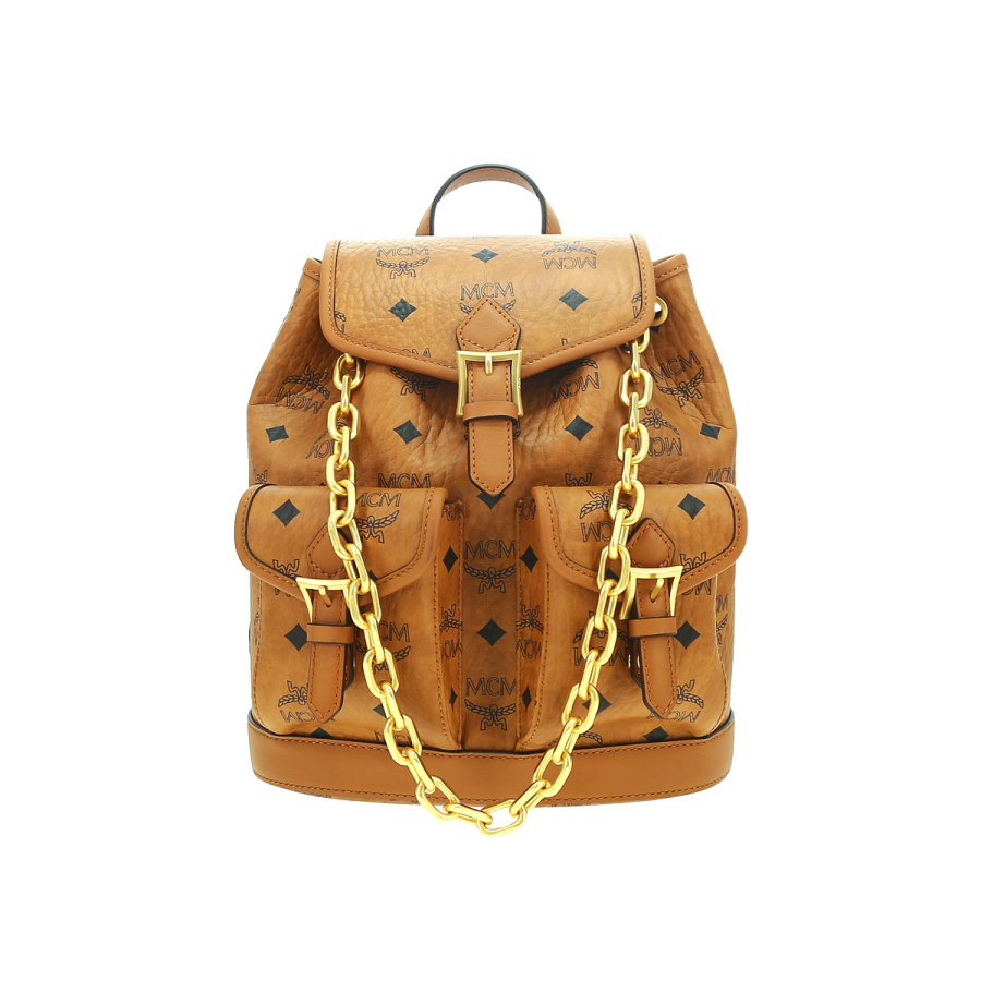 MCM Aren Artificial Leather With Cow Leather Backpack Mini Women's Brown