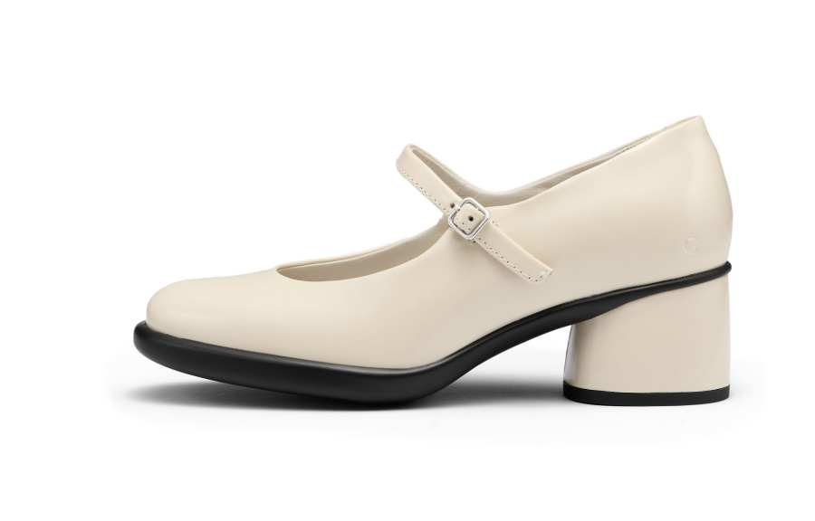Ecco SS26 Sculpture Luxury Style 35 Collection Cow Leather Mary Jane Shoes Women's Lime Gray 222503