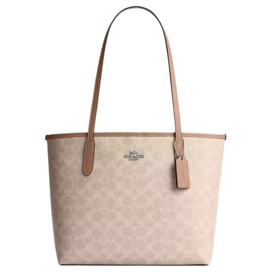 COACH City Coated Canvas Tote Bag, Shoulder Bag Medium Women's Taupe