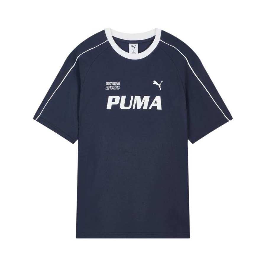 PUMA T Shirts Unisex Marine Blue Crew Neck Moderate