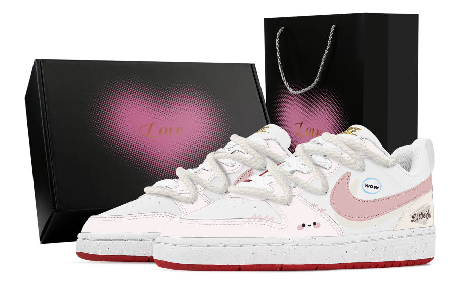Nike Nike Court Borough Apple Pie, Heart Box Abrasion Resistant Slip Resistant Low top Skateboard Shoes Unisex Custard