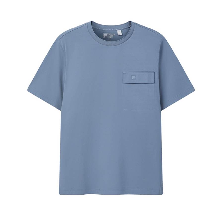 FILA WHITE T Shirt Men's Mist Blue