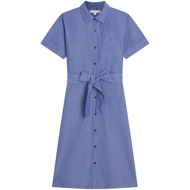 Tommy Hilfiger Short Sleeved Dresses Women's Blue 00Q Lapel Moderate Long