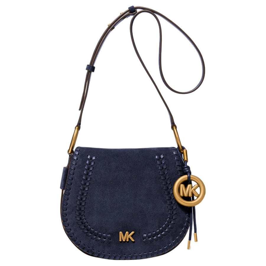 MICHAEL KORS Calfskin Saddle Bag, Shoulder Bag, Crossbody Bag Medium Women's Blue
