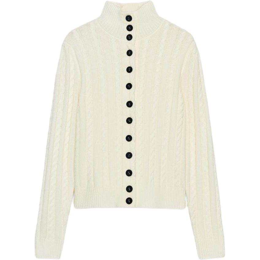ZARA Sweaters Women's White Stand Collar Moderate Cardigan
