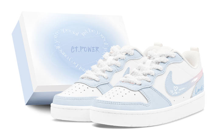 Nike Nike Court Borough Romantic Favor, Dream Blue Heart, Couple's, Fresh Aesthetic, Comfortable Versatile
