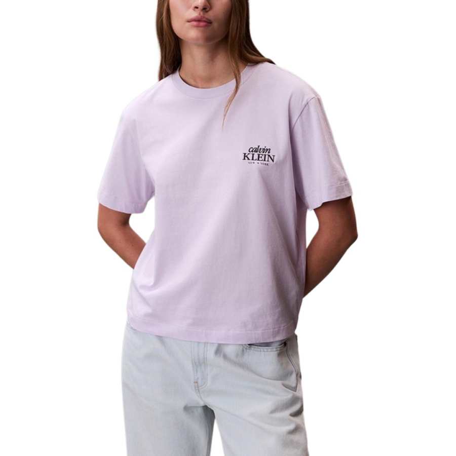 Calvin Klein T Shirts Women's Light Purple Crew Neck