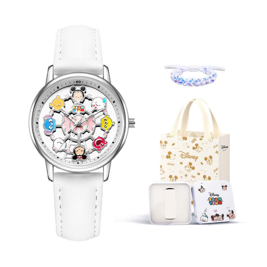 Disney Pine Quartz Movement Leather Strap Watch Women's Watch White Dial