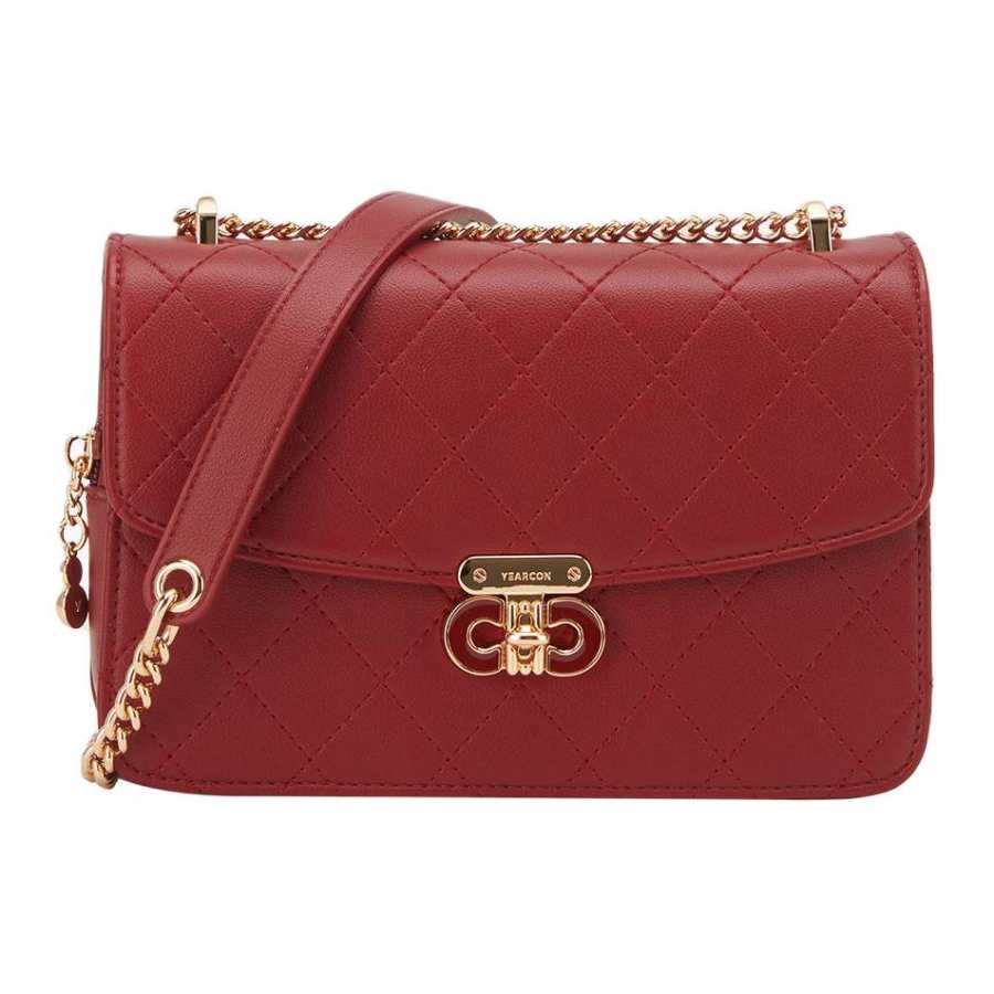 YEARCON Synthetic Leather Shoulder Bag Women's Burgundy