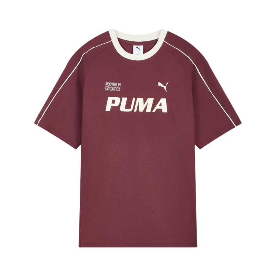 PUMA T Shirts Unisex Red Crew Neck Moderate