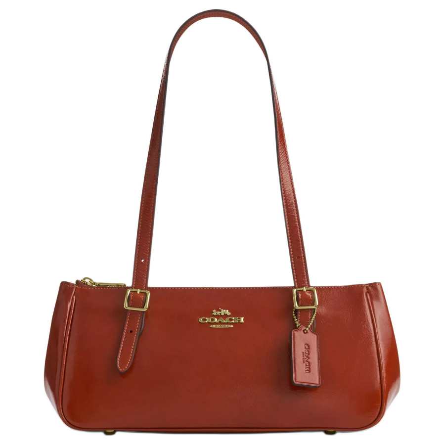 COACH Smooth Finish Leather Handbag, Shoulder Bag Large Women's Cinnamon
