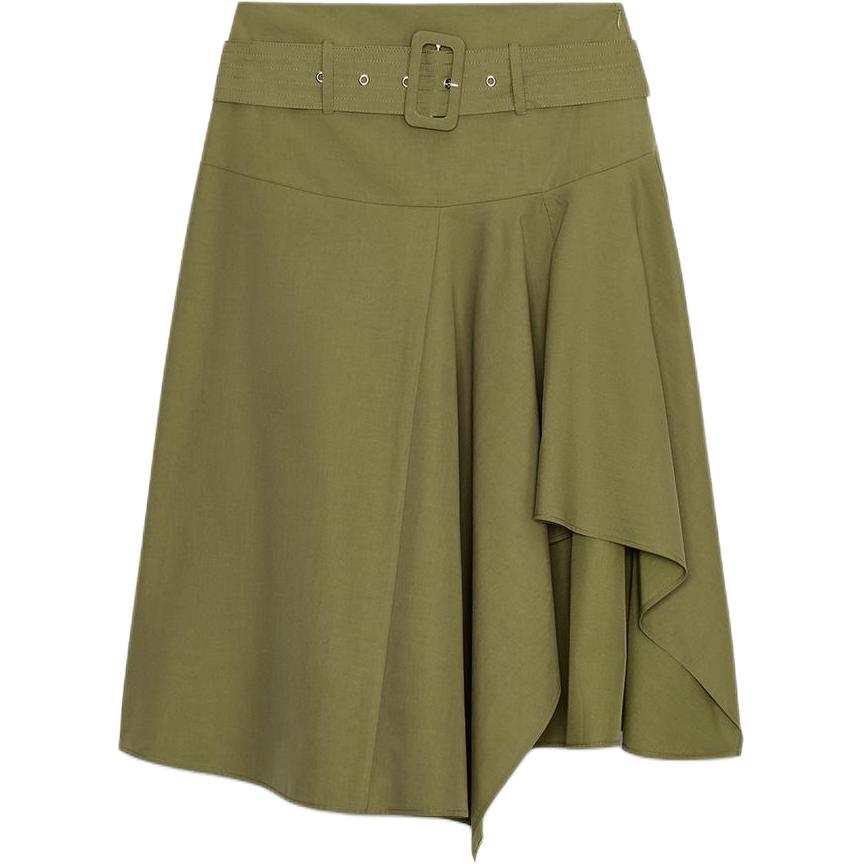 ZARA Casual Long Skirts Women's Khaki Moderate Midi Dress Other